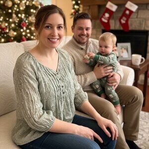 Sheer Floral Pintuck Blouse Ember 2X Sage Green Boho Cottagecore V-Neck